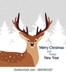 Deer de Navidad - Fondo de Navidad, Ilustración vectorial de stock