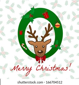 Christmas deer background. Vector eps10