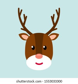 Christmas deer. Christmas card, banner, poster,frame. Flat icon. Vector illustration.