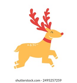 Christmas deer cute illustration isolated.