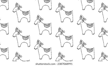 Christmas deer ,cute seamless pattern, winter elements, hand drawn background,