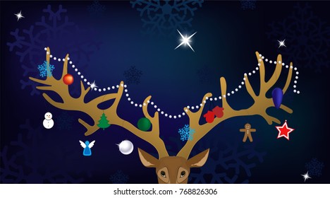Christmas deer with decorations