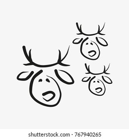christmas deer doodle icon
