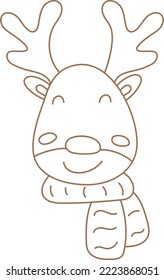 Christmas deer in doodle style. Single element. Vector.