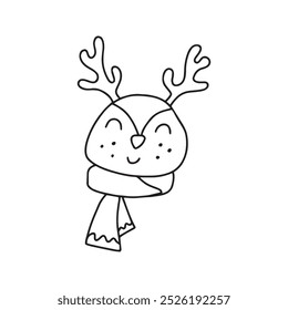 Christmas deer in doodle style. Vector isolated on white background