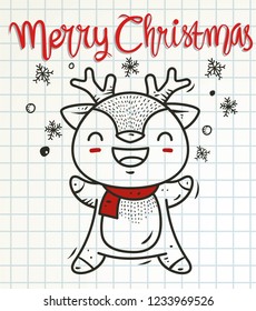 CHRISTMAS DEER DOODLE VECTOR