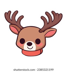 christmas deer face isolated illustration