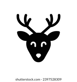 Christmas deer filled icon. Simple vector sign