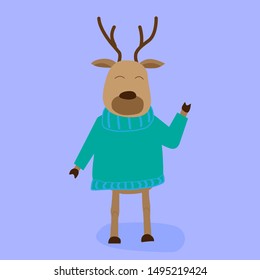 Christmas deer. flat design. cartoon style, eps10