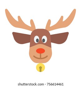 Christmas deer flat icon, New year and Christmas, xmas elk sign vector graphics, a colorful solid pattern on a white background, eps 10.