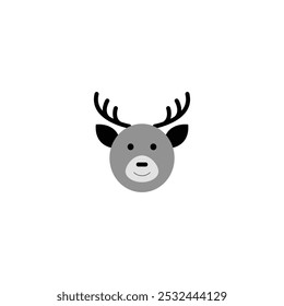 Christmas deer flat icon on white background.