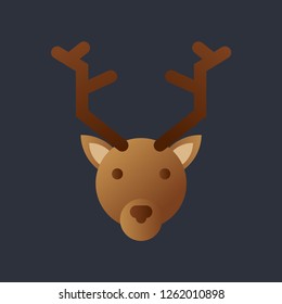 Christmas deer in flat style. Deer face icon