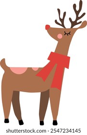 Navidades venado Ilustración vectorial plana
