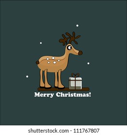 christmas deer with gift