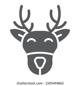 Christmas deer glyph icon, christmas and moose, reindeer sign, vector graphics, a solid pattern on a white background, eps 10.