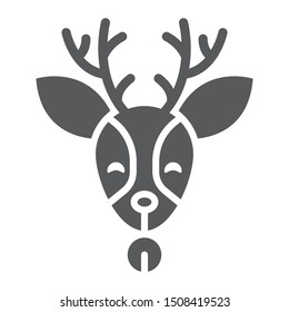 Christmas deer glyph icon, christmas and moose, reindeer sign, vector graphics, a solid pattern on a white background, eps 10.