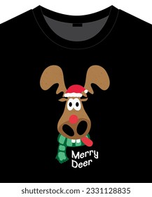 Christmas deer graphic design with fun slogan