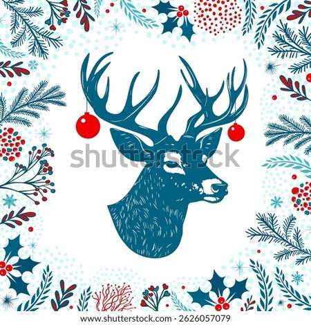 Christmas deer hand drawing. Not AI, Vector illustrations
