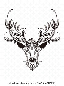 Christmas deer hand drawn vector illustration. Ethnic animals vector illustration