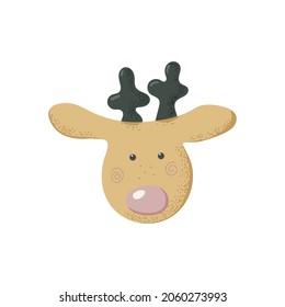 Christmas deer. Happy new year. Christmas items. For the design of Christmas and New Year cards. Vector illustration. Hand-Drawn.