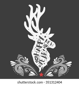 Christmas deer.  Happy New year/ quote