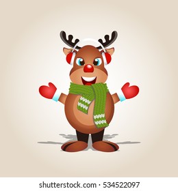 Christmas deer, happy winter xmas holiday animal.
