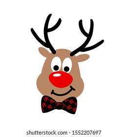 Christmas Deer in a hat vector file. Holiday decor. Happy new year sign.  Isolated on transparent background. 