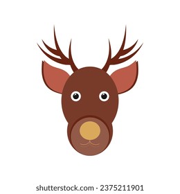 
Christmas deer head icon flat design