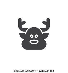 Christmas Deer head vector icon. filled flat sign for mobile concept and web design. Xmas reindeer head simple solid icon. Symbol, logo illustration. Pixel perfect vector graphics