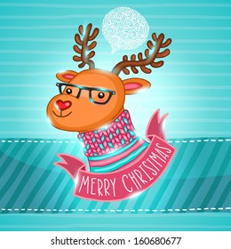 Christmas deer in hipster glasses