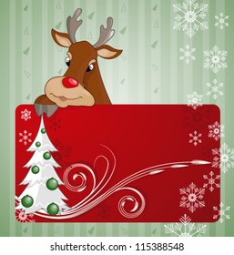 Christmas deer holds card