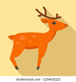 Christmas deer icon. Flat illustration of christmas deer vector icon for web design