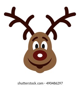Christmas deer icon in flat style isolated on white background. Animal symbol vector illustration