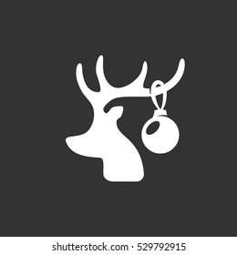 Christmas deer icon isolated on black background. Christmas deer vector logo. Flat design style. Modern vector pictogram for web graphics - stock vector