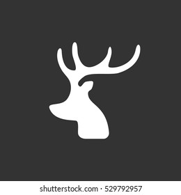 Christmas deer icon isolated on black background. Christmas deer vector logo. Flat design style. Modern vector pictogram for web graphics - stock vector