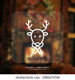 Christmas deer icon. Merry Christmas and a Happy New Year greating card. New Year's mood. Vector EPS 10. Isolated on decor background.