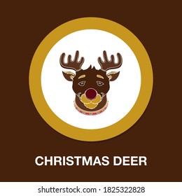 christmas deer icon - simple, vector, icon for website design, mobile app, ui. Vector Illustration