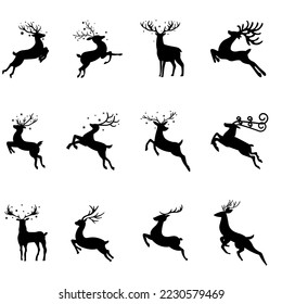 Christmas deer icon vector set. Christmas reindeer illustration sign collection. Animal symbol or logo.