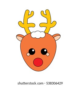 Christmas deer icon. Vector symbol, isolated design element for winter holidays card