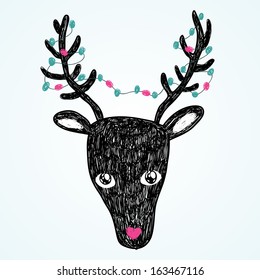 Christmas deer illustration