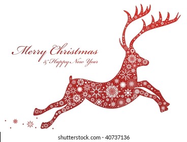 Christmas deer illustration created with highly detailed snowflake patterns, vector