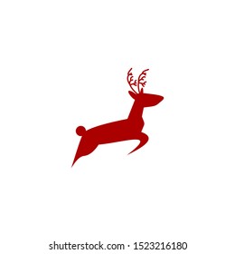 christmas deer jumping red silhouette