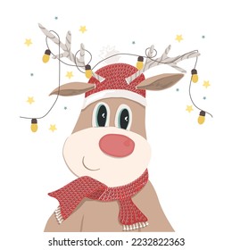 Christmas deer with light bulbs.