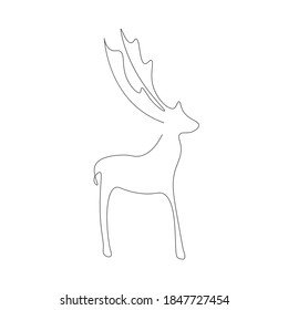 Dibujo de la línea de ciervos de Navidad. Ilustración del vector