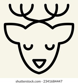 Christmas deer line icon. Reindeer head outline style pictogram on white background. New year and Christmas symbol mobile concept web design. Vector graphics.