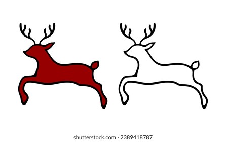 Christmas deer line icon in simple design on a white background. Deer of Santa claus. Present, gift, new year, Santa, holliday. winter, snow.