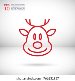 christmas deer line vector icon