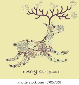 Christmas deer made of holiday elements