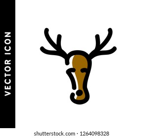 Christmas deer mark. Vector hand drawn illustration. Line icon