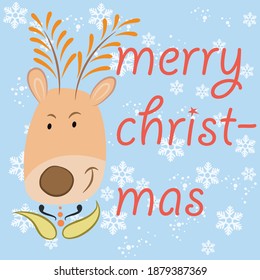 Christmas deer. Merry Christmas and Happy New Year. Vector Illustration